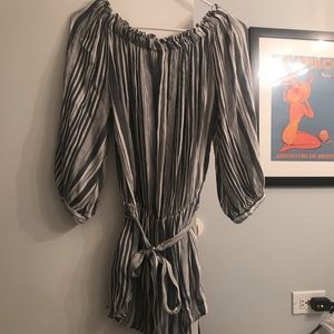 Forever21 sailor blue and white cotton blouse